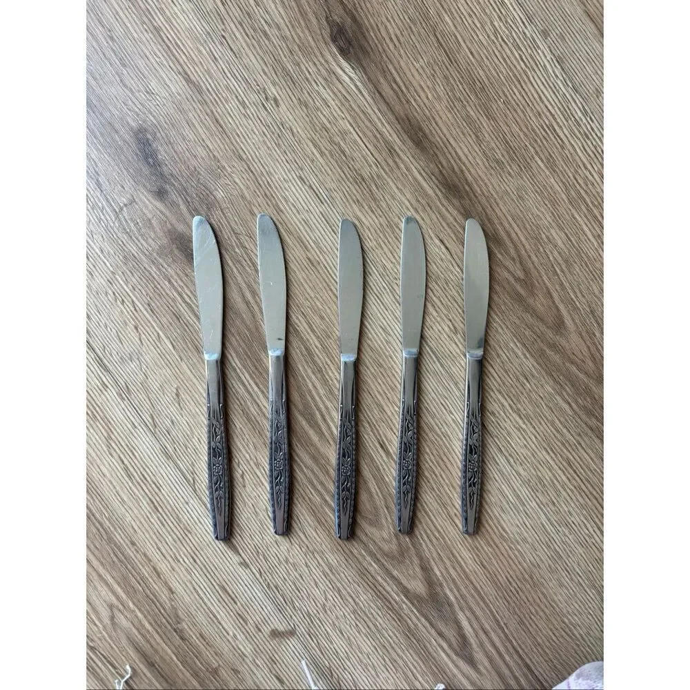 Oneida Floral Stainless Steel Dinner Knives Set of 5